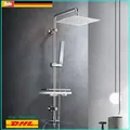 Produktbild: JOHO Edelstahl Regendusche Duschsystem mit Ablage Chrom Eckig Kopfbrause 25x25cm
