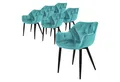 Produktbild: ML-DESIGN Stuhl Esszimmerstuhl mit Rückenlehnen und Armlehnen aus Samt mit Metallbeine (Komplett-Set, 6 St), Ergonomischer Sessel Blau Wohnzimmerstuhl Polsterstuhl