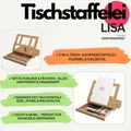 Produktbild: Tischstaffelei Lisa - Sitzstaffelei mit Schublade, Kofferstaffelei Massiv Holz