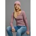 Produktbild: V-Ausschnitt-Pullover KANGAROOS, Damen, Gr. 36/38, rosa (altrosa), Rippstrick, Obermaterial: 50% Baumwolle, 50% Polyacryl, unifarben, sehr figurbetont hüftlang, V-Ausschnitt, Rippbündchen mit Daumenlöchern, Pullover Strickpullover Pullover V-Pullover, in breit geripptem Feinstrick
