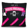 Produktbild: Bada Bing Dekokissen mit 3 Taschen Spruch - Beste Freundin Kissen zum selbst Befüllen als Geschenk - personalisiertes Geburtstagsgeschenk Geldgeschenk - Kissenhülle inkl. Kissen 01