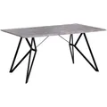 Produktbild: Esstisch Grau Schwarz 90 X 160 Cm Mdf Tischplatte Metallfüßen Furnier Rechteckig Betonoptik Modern Scandinavien Stil