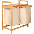 Produktbild: Lumaland Wäschekorb aus Bambus mit 2 ausziehbaren Wäschesäcken - 73 cm x 64 x 33 cm - Beige