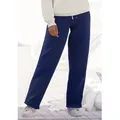 Produktbild: Sweathose H.I.S, Damen, Gr. 32/34, N-Gr, blau (dunkelblau), Sweatware, Obermaterial: 60% Baumwolle, 40% Polyester, unifarben, bequem lang, Hosen Sweathose, mit elastischen Tunnelzugbund