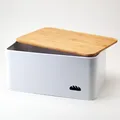 Produktbild: Hanseküche Brotkasten mit Bambus Schneidebrett - Brotbox aus Metall mit viel Platz und Holzdeckel - Brotbehälter, Brotdose (L) - 33 x 21 x 15cm