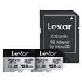 Produktbild: Lexar Professional Silver Plus 2-Pack (128 GB, microSDXC, U3, UHS-I) (LMSSIPL128G-B2ANG)