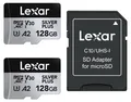 Produktbild: Lexar Professional SILVER PLUS, 128 GB, MicroSDXC, Klasse 3, UHS-I, 205 MB/s, 150 MB/s