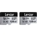 Produktbild: Lexar SILVER Plus 128GB microSDXC UHS-1 V30 2er Pack LMSSIPL128G-B2ANG