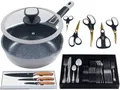 Produktbild: KING Bratpfanne Küchenstart, Aluminiumguss (Set), Küchenmesser, Scheren, Besteck, Bratpfanne + Deckel Ø 24 cm,Induktion