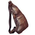 Produktbild: Xieben Leder Schultertasche Sling Brusttasche Crossbody Pack für Herren Damen Reisen Draussen Beiläufig Schulter Tasche Pack Rucksack Tagesrucksack Kaffee
