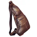 Produktbild: Leder Schultertasche Sling Brusttasche Crossbody Pack für Herren Damen Reisen...