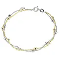 Produktbild: MATERIA Kugel Armkette Damen gold - 925 Silber Armband Frauen 19cm vergoldet bicolor in Schmuck Etui SA-109-Gold