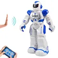 Produktbild: HUSAN Fernbedienungsroboter für Kinder, intelligenter programmierbarer Roboter mit Infrarot-Controller-Spielzeug, Tanzen, Singen, Moonwalking und LED-Augen, Gestenerkennungs-Roboter-Kit (Blau)
