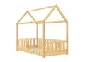 Produktbild: Juskys Kinderbett Marli 80 x 160 cm Rausfallschutz, Lattenrost & Dach Natur Hausbett Holz