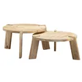 Produktbild: FineBuy Couchtisch 2er Set Rund Holz Hellbraun Wohnzimmertisch Beistelltisch