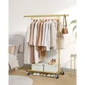 Produktbild: SONGMICS Kleiderständer auf Rollen, Garderobenständer, ausziehbare Kleiderstange - Gold