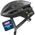 Produktbild: ABUS Rennradhelm PowerDome MIPS - leichter Fahrradhelm mit cleverem Belüftungssystem und Aufprallschutz - Made in Italy - für Damen und Herren - Schwarz, Größe L