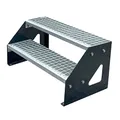 Produktbild: Kaminbau Mierzwa Premium Treppe Anthrazit Freistehend 2 Stufen(Verzinkt) (Breite 600 mm) (Höhe 38cm) Wetterfest Gitterroststufe Gartentreppe