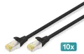 Produktbild: Digitus CAT 6A S/FTP Patchkabel, 10 Stück, 2 m, Cat6a, S/FTP (S-STP), RJ-45, RJ-45, Schwarz
