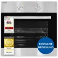 Produktbild: Exquisit Einbaubackofen, 62 Liter, Elektro, 4 Funktionen, Ober- und Unterhitze, Innenbeleuchtung, Grillrost & Backblech, EBE 455-1.1