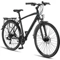 Produktbild: Licorne Bike Premium Touring Trekking Bike in 28 Zoll - Fahrrad für Jungen, Mädchen, Damen und Herren - 21 Gang-Schaltung - Mountainbike - Crossbike - Schwarz