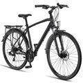 Produktbild: Licorne Bike Premium Touring Trekking Bike in 28 Zoll - Fahrrad für Jungen, Mädchen, Damen und Herren - 21 Gang-Schaltung - Mountainbike - Crossbike Farbe:Schwarz;Stil:Herren