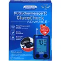 Produktbild: TESTAmed Glucocheck Advance Blutzuckermessgerät, Starter Paket inkl. Teststreifen und Lanzettengerät, Sprachausgabe, geringe Folgekosten