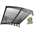 Produktbild: Vordach Haustür 240x100 cm Türvordach Aluminium & Polycarbonat – UV-, Regen- & Schneeschutz – Door Canopy Überdachung Eingang Balkon – Schwarz Transparent inkl. Montagematerial (Schwarz, 120x100)