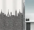 Produktbild: spirella Duschvorhang URBAN Breite 120 cm, Premium Textil-Duschvorhang, 100% Polyester, wasserabweisend, Anti-Schimmel-Effekt, waschbar 30°, Made in Europe, angesagter Urban Style, Big City Motiv, Farbe schwarz-weiß, Größe 120 x 200 cm