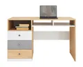 Produktbild: Deine Möbel 24 Kinderschreibtisch POKO 08 125 / 76 / 55 cm [B/H/T] (in Biskuiteiche / Weiß Lux / Grau)