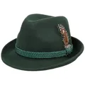 Produktbild: Lipodo Trachtenhut Trilby Wollfilz Fedora Tiroler Damen Herren Sommer Winter dunkelgrün 61 cm