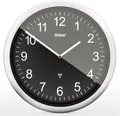 Produktbild: Mebus Funk-Wanduhr, 26 cm, lautlos, gut lesbar, silberner Rahmen, schwarzes Zifferblatt, Modell 19812 - Deutlich und leise, Schwarz
