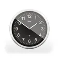 Produktbild: Funk-Wanduhr, 26 cm, lautlos, gut lesbar, silberner Rahmen, schwarzes Zifferb...