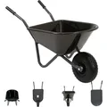 Produktbild: Kinderschubkarre uni schwarz 40 kg 20L Kunststoffwanne Vollgummirad Schiebkarre Gartenkarre