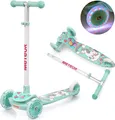 Produktbild: Dreirad-Kinderroller Meteor Funny – Bunte Leucht-LED-Räder, verstellbare Höhe, bis 50 kg, Mintgrün