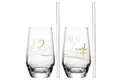 Produktbild: Longdrinkbecher + Trinkhalme Trinkgläser Glas Wasserglas Leonardo Laugh 2er Set