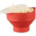 Produktbild: Relaxdays - 2 x Popcorn Maker Silikon für Mikrowelle, zusammenfaltbarer Popcorn Popper, Zubereitung ohne Öl, BPA-frei, rot