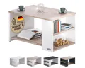 Produktbild: Casaria Couchtisch Santa Cruz, Wohnzimmertisch Stauraum Holz Weiß Eiche 90x60x50cm Ablage Sofatisch