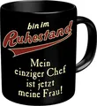 Produktbild: RAHMENLOS Original Kaffeebecher als Abschiedsgeschenk für den Rentner: Bin im Ruhestand - im Geschenkkarton.