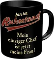 Produktbild: RAHMENLOS® Tasse Kaffeebecher als Geschenk für den Rentner - bin im Ruhestand, Keramik