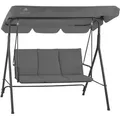 Produktbild: HinHocker Hollywoodschaukel 3-Sitzer mit Sonnendach, Grau, bis 250 kg belastbar, Gartenschaukel - Grau
