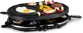 Produktbild: alpina Elektrogrill Tischgrill Elektrisch 1200W - Raclette 8 Personen mit 2 Lagen - mit 8 Pfannen und 8 Spachteln - Antihaftbeschichtung - 3-in-1 Pfannen, Backblech und Steingrill – Schwarz