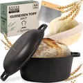 Produktbild: Gusseisen Inkl Gärkorb und Teigschaber 26 Cm Topf Backen Brot Brotbackform mi...