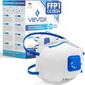 Produktbild: VEVOX® FFP1 Maske mit Ventil – 5er, 10er oder 20er Set – Staubmaske – Atemschutzmaske – Staubschutzmaske – Feinstaubmaske – Atemschutz z.B. gegen Feinstaub, Schleifstaub oder Baustaub