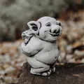 Produktbild: Troll Blumengruß Kobold Steinfigur 18 cm 3 kg Grau Weißbeton frostsicher