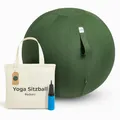 Produktbild: Backerz Sitzball Büro Ergonomisch 65 cm, Ergonomische Sitzmöbel für Büro und Heimbüro, Langlebiger Stoff, Gymnastikball - Fitness-Ball, Ballstuhl mit Ballauflage - Waschbarer Leinenbezug - Olivgrün