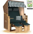 Produktbild: Strandkorb Ostsee 2-Sitzer 120cm breit in beige grün weiß zerlegt, ideal für Balkon, Terrasse oder Garten