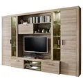 Produktbild: trendteam smart living - Mondeo - Wohnwand - Eiche - Anbauwand mit 4 Türen, 5 offenen Fächern, 3 Klappen und 7 Einlegeböden - (BxHxT) 291 x 197 x 41 cm -viel Stauraum für Ordnung.