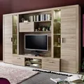 Produktbild: trendteam Anbauwand Wohnwand Schrankwand Eiche Sägerau - Wohnzimmer - 291x197x41