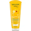 Produktbild: WELEDA Bio Calendula Baby Waschlotion & Shampoo - veganes Naturkosmetik Duschgel zur Hautpflege / Haarpflege bei Neugeborenen. Babypflege Dusche für empfindliche Haut, mild zu den Augen (1x 200ml)